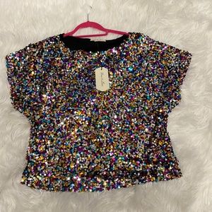 Multicolored Vine & Love sequin shirt